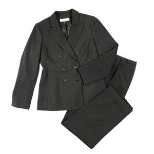 TAHARI B&W pinstripe double-breasted pant suit 2 Piece Women's 6Petite